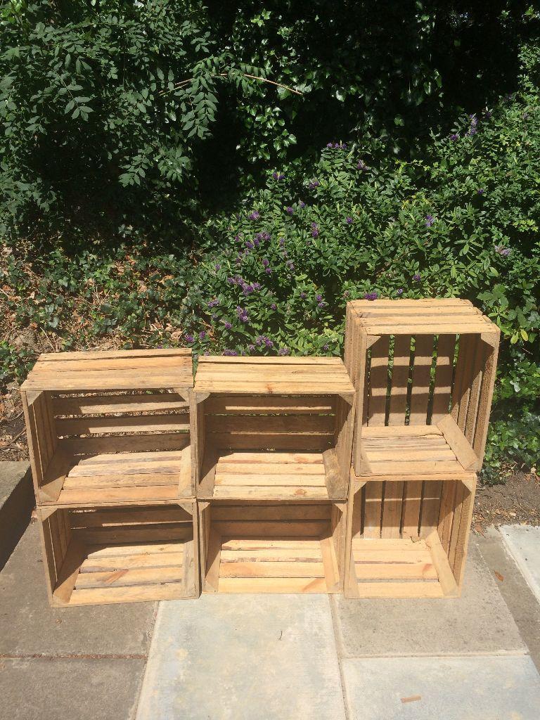 Vintage Wooden Apple Crates, Shabby Chic Rustic Old Fruit Bushel Boxes
