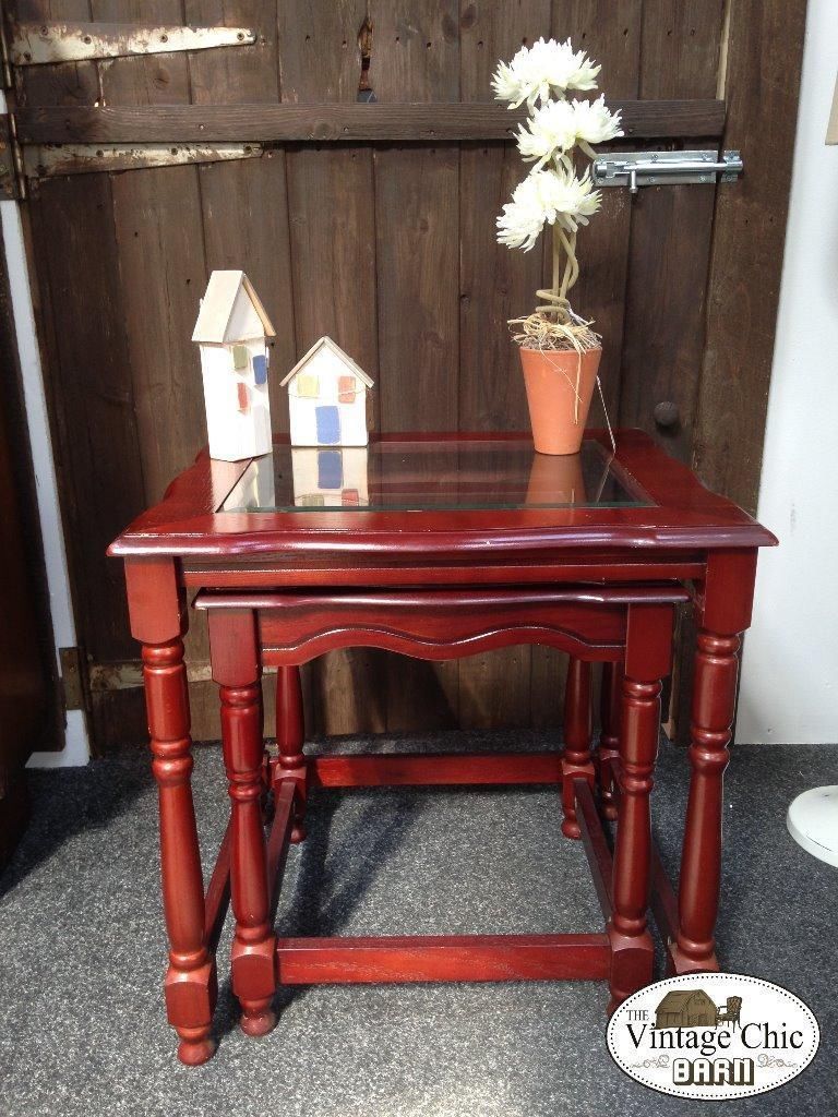 NEST OF 2 GLASS TOP COFFEE TABLES SHABBY CHIC ANNIE SLOAN