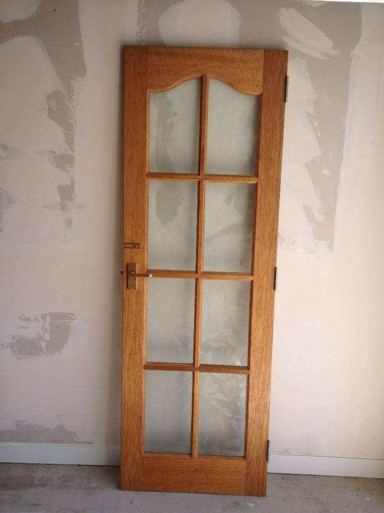 pane glazed hardwood internal doors (with brass handles and hinges 