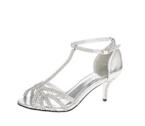 Silver Diamante Strap Sandals size 6 - Quiz