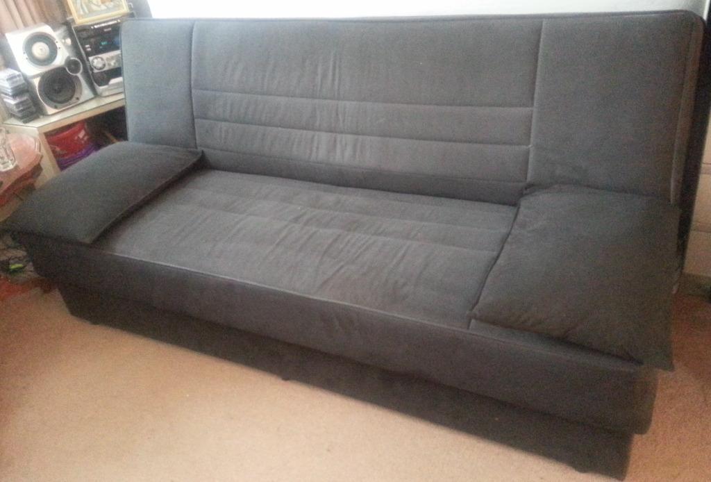 black suede sofa bed
