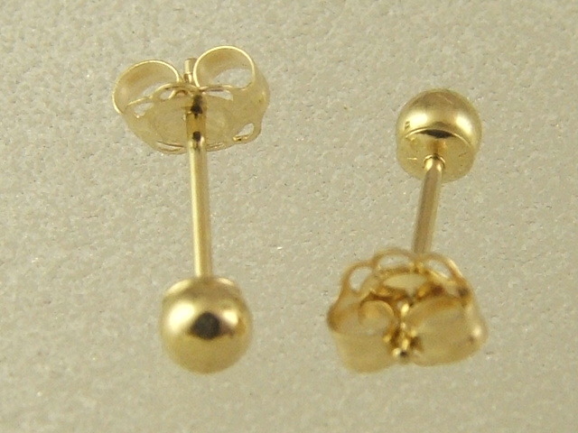 14k Yellow Gold Stud Earrings 14 Karat Las Children Small 3 Mm 14k Yellow Gold Stud Earrings 14 Karat Las Children Small 3 Mm Ball Ebay