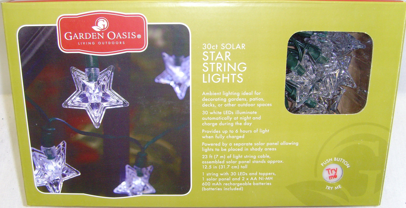 30 Led Solar Crystal Star String Light Garden Oasis Holiday Outdoor 1