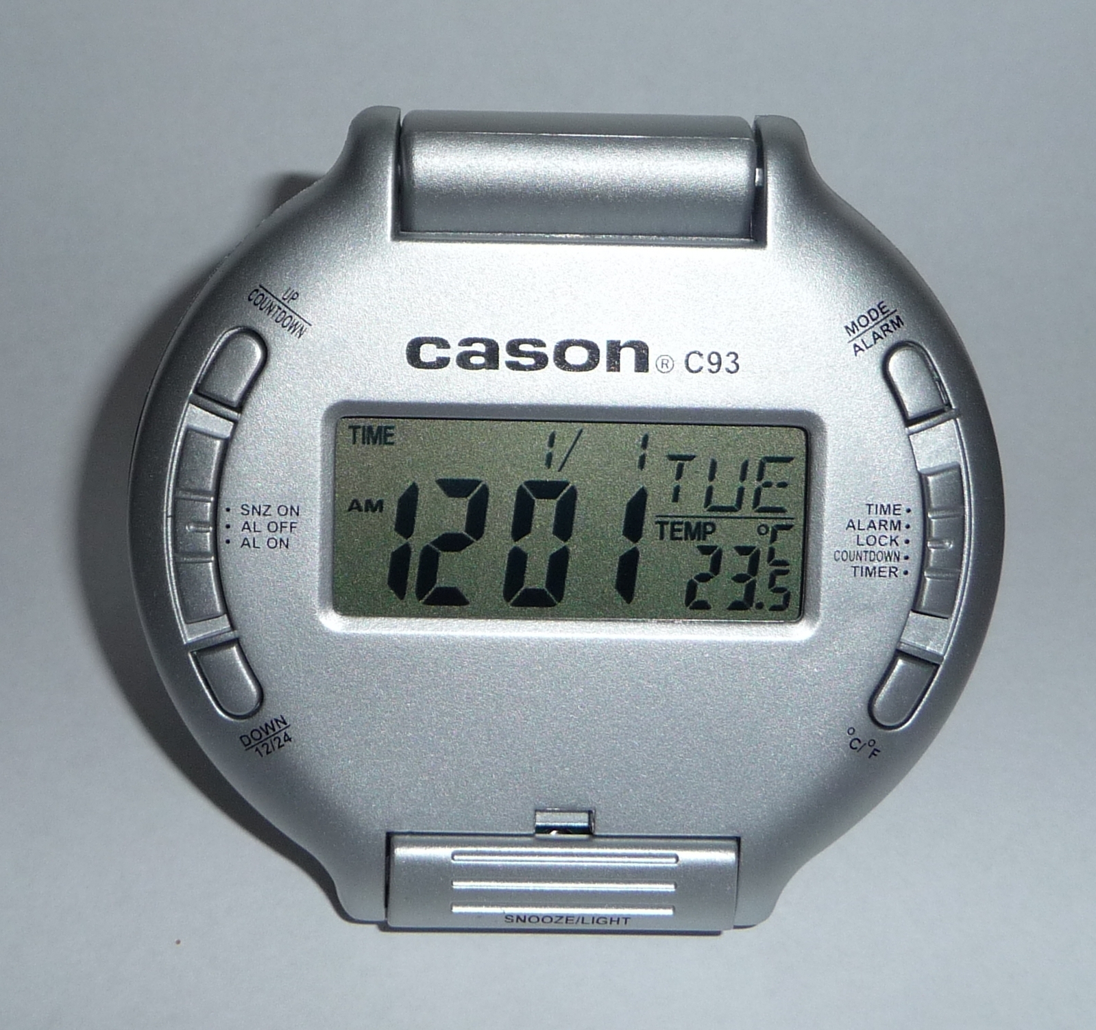 Cason Auto Flip Open Pocket Alarm Travellers Desk Clock Calendar C93 Picture 1 Of 3
