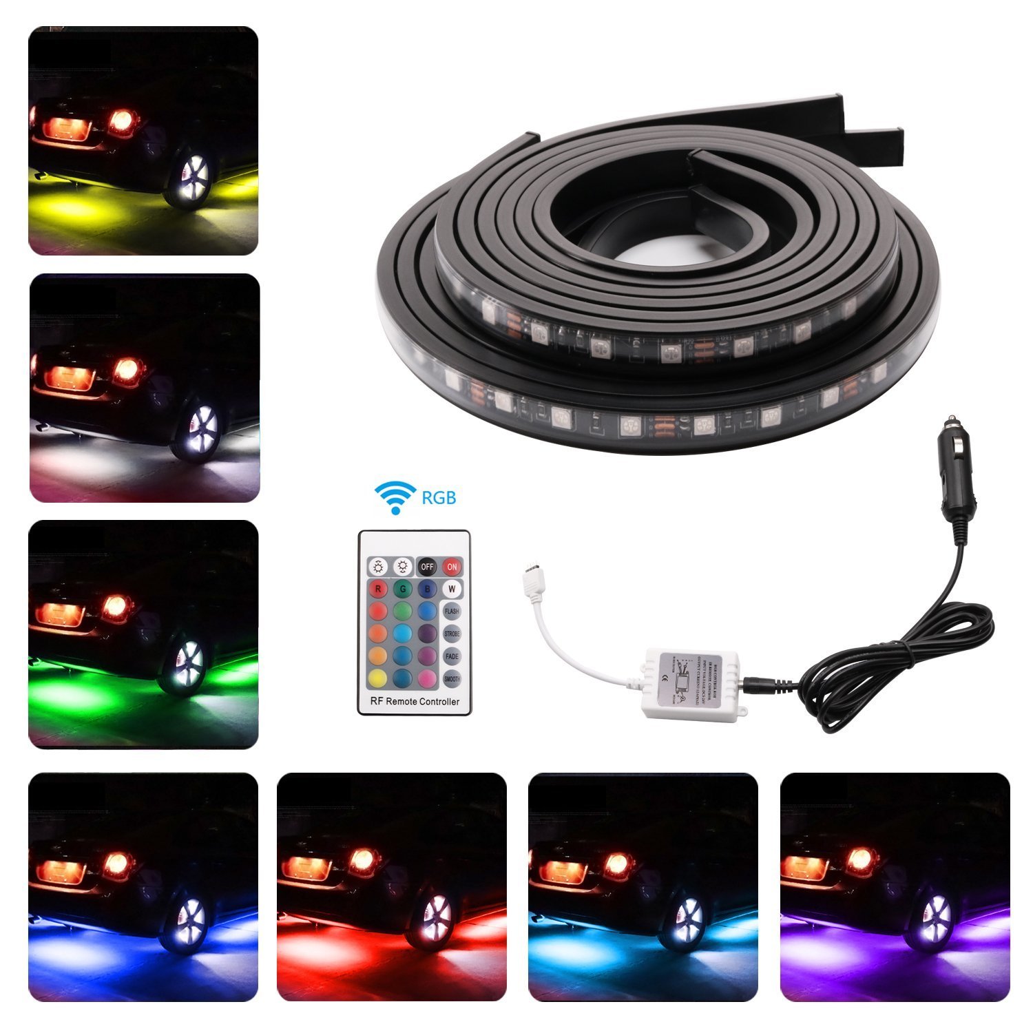 Car LED Underglow Strip Light Minger 4pcs Underbody System Multi