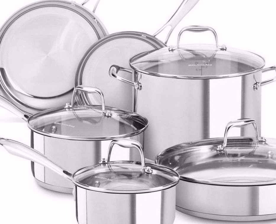 Kitchenaid Kcss10ls Stainless Steel 10pc Cookware Set Polished Ss Picture 1 Of