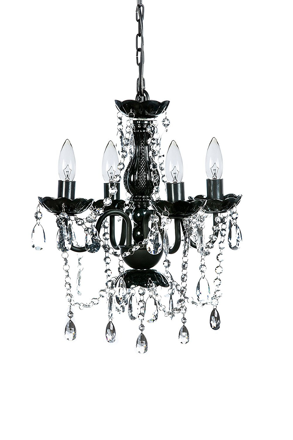 The Original Gypsy Color 4 Light Small Crystal Black Chandelier For Picture 1 Of 4