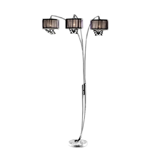 Ore International 85 Hydra White Erfly Shade Arch Lamp Ore International Designer Home Floor Lamp Silver Black K 9745c