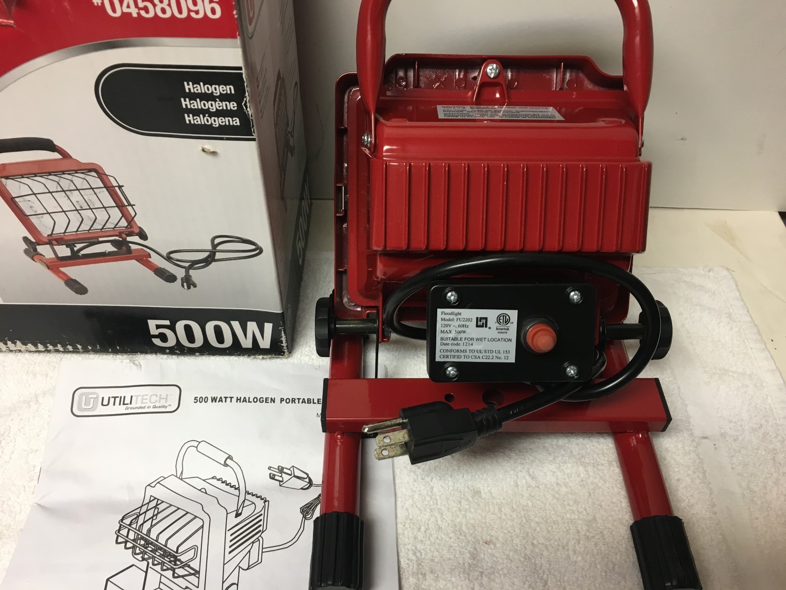 Utilitech 500w Portable Work Light 0458096 Missing Stand New Other T