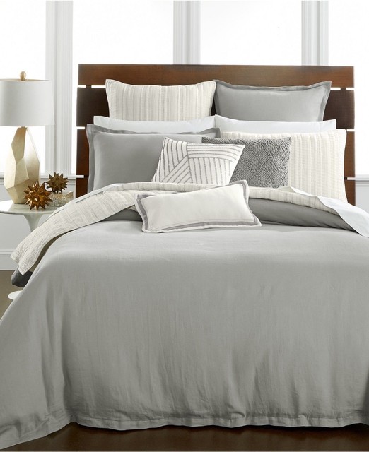 Hotel Collection Linen Fog Gray Solid Full Queen Duvet Cover Bedding Hotel Collection 100 Linen Duvet Cover Queen Fog 285