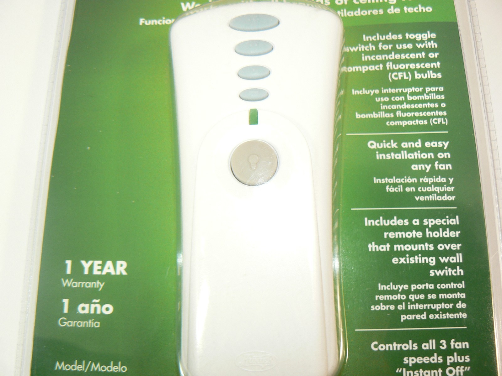 Hunter 27206 Ceiling Fan And Light Universal Remote Control