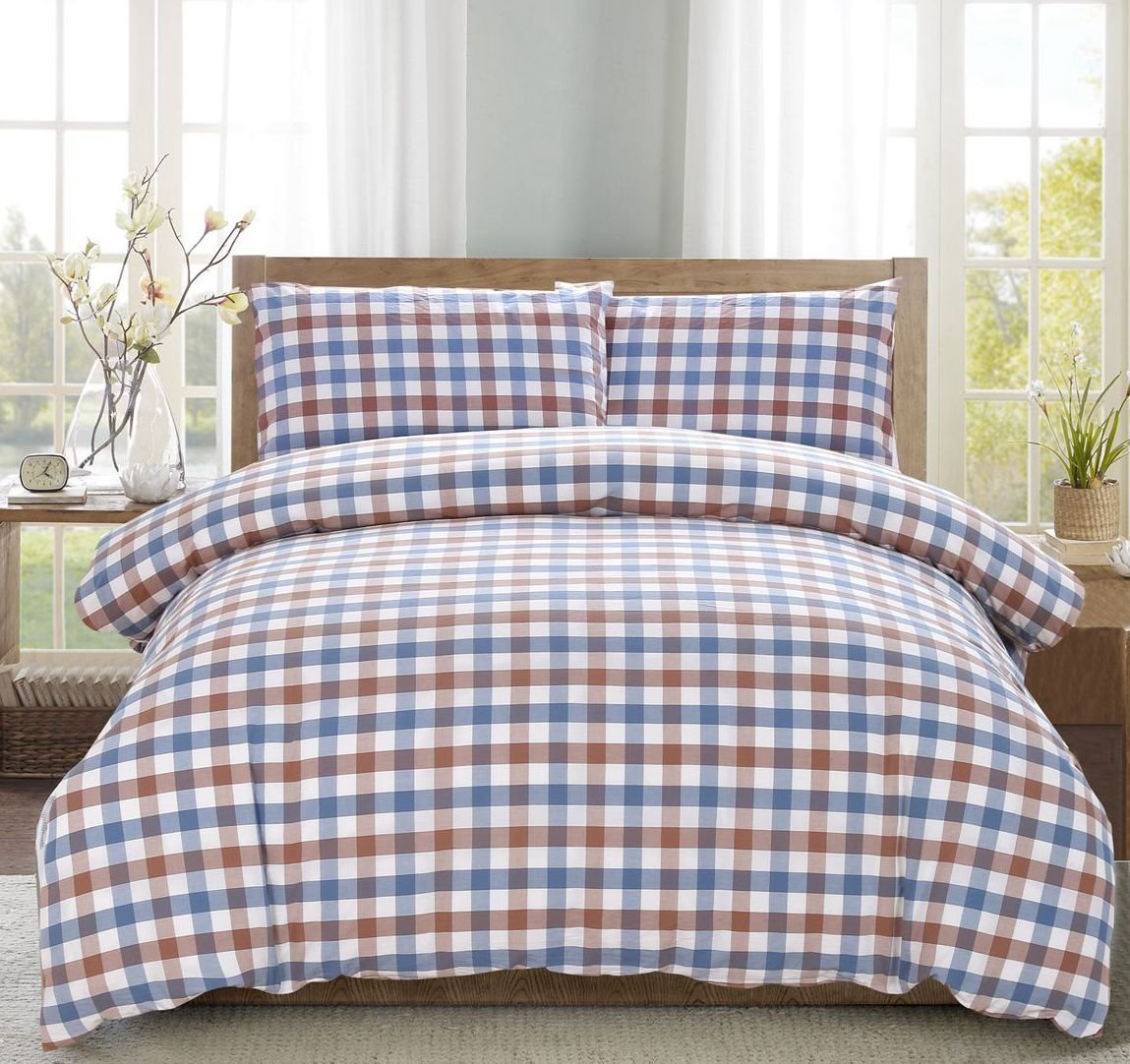Gingham Plaid Duvet Cover Bedding Sets Queen Bed Pillowcase Blue Red Gingham Plaid Duvet Cover Bedding Sets Queen Bed Pillowcase Blue Red White 3 Pcs