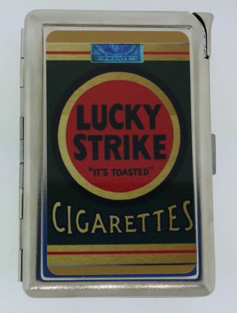 Lucky Strike Pack AD Cigarette Case With Lighter ID Holder Wallet LS 01 ...