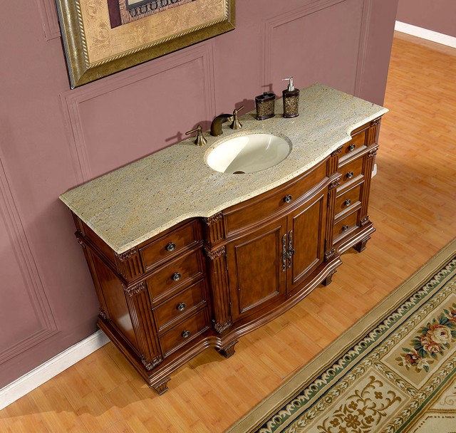 60 Single Sink Kashmir Gold Granite Top Bathroom Vanity Cabinet 60 Kashmir Gold Granite Stone Top Single Sink Bathroom Vanity Bath Cabinet 277k