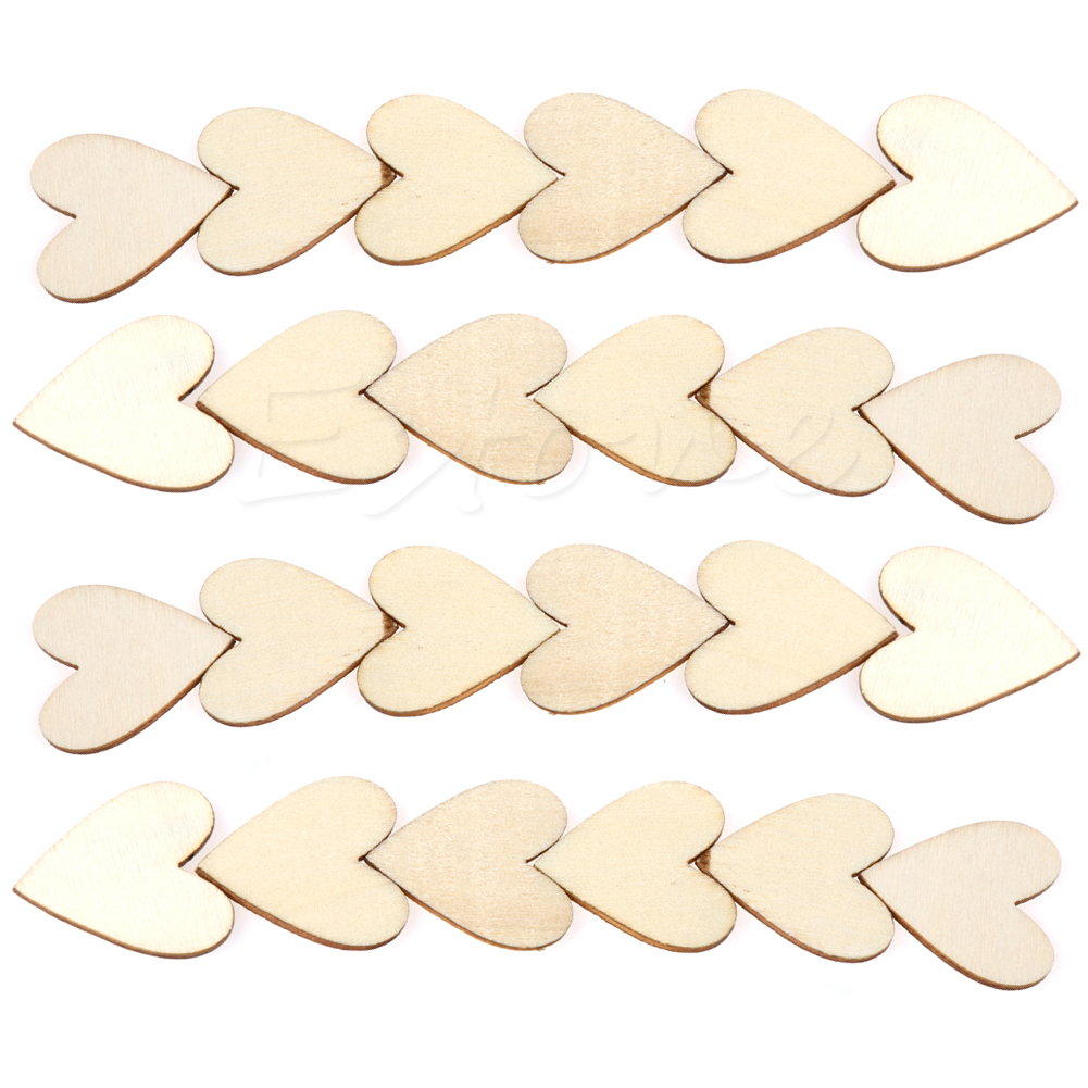 50pcs Mini Wooden Love Heart Pieces Unfinished Kids Diy Painting Picture 1 Of 8
