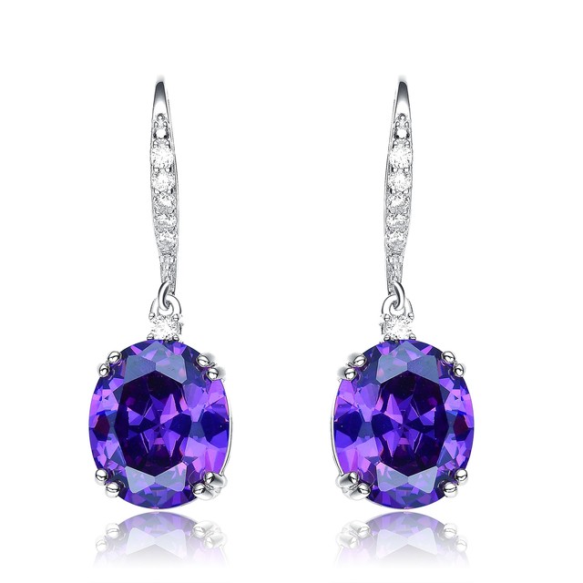 Collette Z Sterling Silver Purple Oval Cubic Zirconia Drop Earrings Collette Z Sterling Silver Purple Oval Cubic Zirconia Drop Earrings