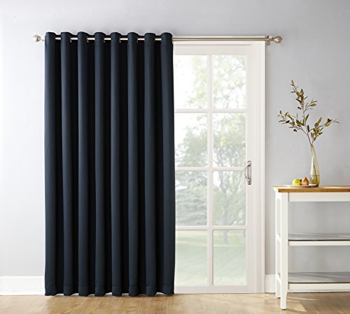 Sun Zero Easton Extra Wide Blackout Energy Efficient Grommet Patio Sun Zero Easton Extra Wide Blackout Energy Efficient Grommet Patio Door Curtain Panel 100 X 84 Inch Navy Blue Ebay
