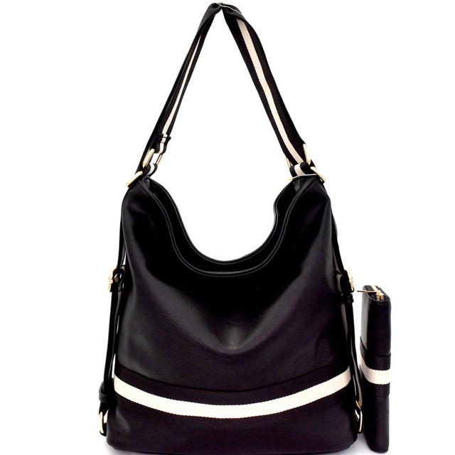 Handbag Republic Multi Stripe Versatile Hobo Backpack Wallet Black Handbag Republic Multi Stripe Versatile Hobo Backpack Wallet Black Ebay