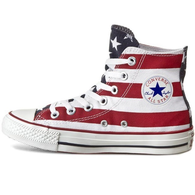 Scarpe sportive uomo/donna Converse All Star HI M8437C bandiera USA canvas Scarpe sportive uomo/donna Converse All Star HI M8437C bandiera USA canvas