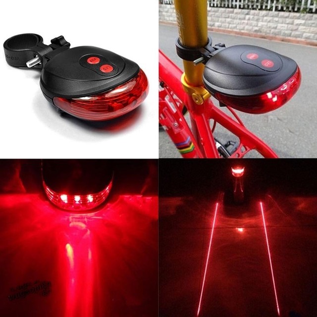 5 LED Cycling Bicycle Bike Tail Flashing Lamp Light Rear Safety Warning 2 Laser