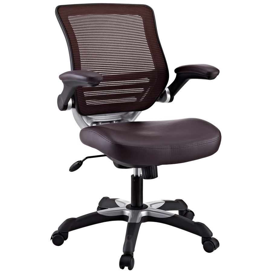 Modway Edge Faux Leather Mesh Office Chair In Brown Picture 1 Of