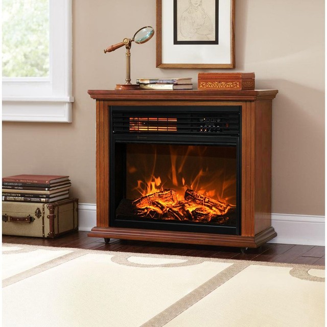 Xtremepowerus Infrared Quartz Electric Fireplace Heater Oak Finish Xtremepowerus Infrared Quartz Electric Fireplace Heater Finish With Remote Oak