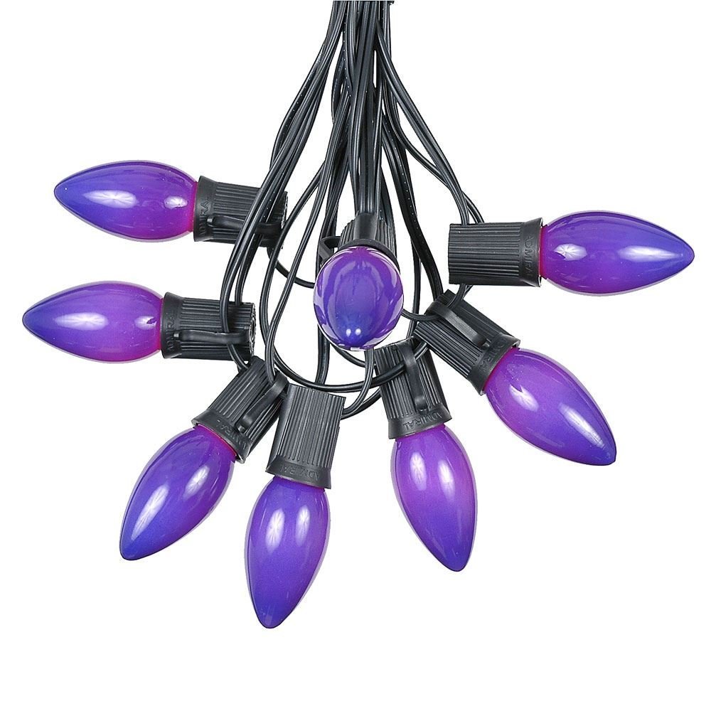 25 Foot C9 Ceramic Outdoor Lighting Patio String Lights 25 Foot C9 Ceramic Outdoor Lighting Patio String Lights Purple Black