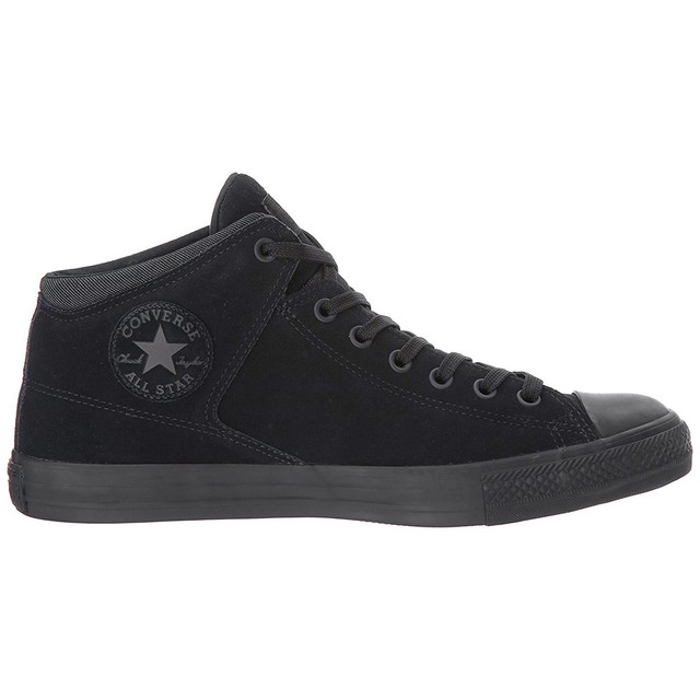 Converse Chuck Taylor All Star High Street Hi Black Womens Suede Canvas Trainers Converse Chuck Taylor All Star High Street Hi Black Womens Suede Canvas Trainers