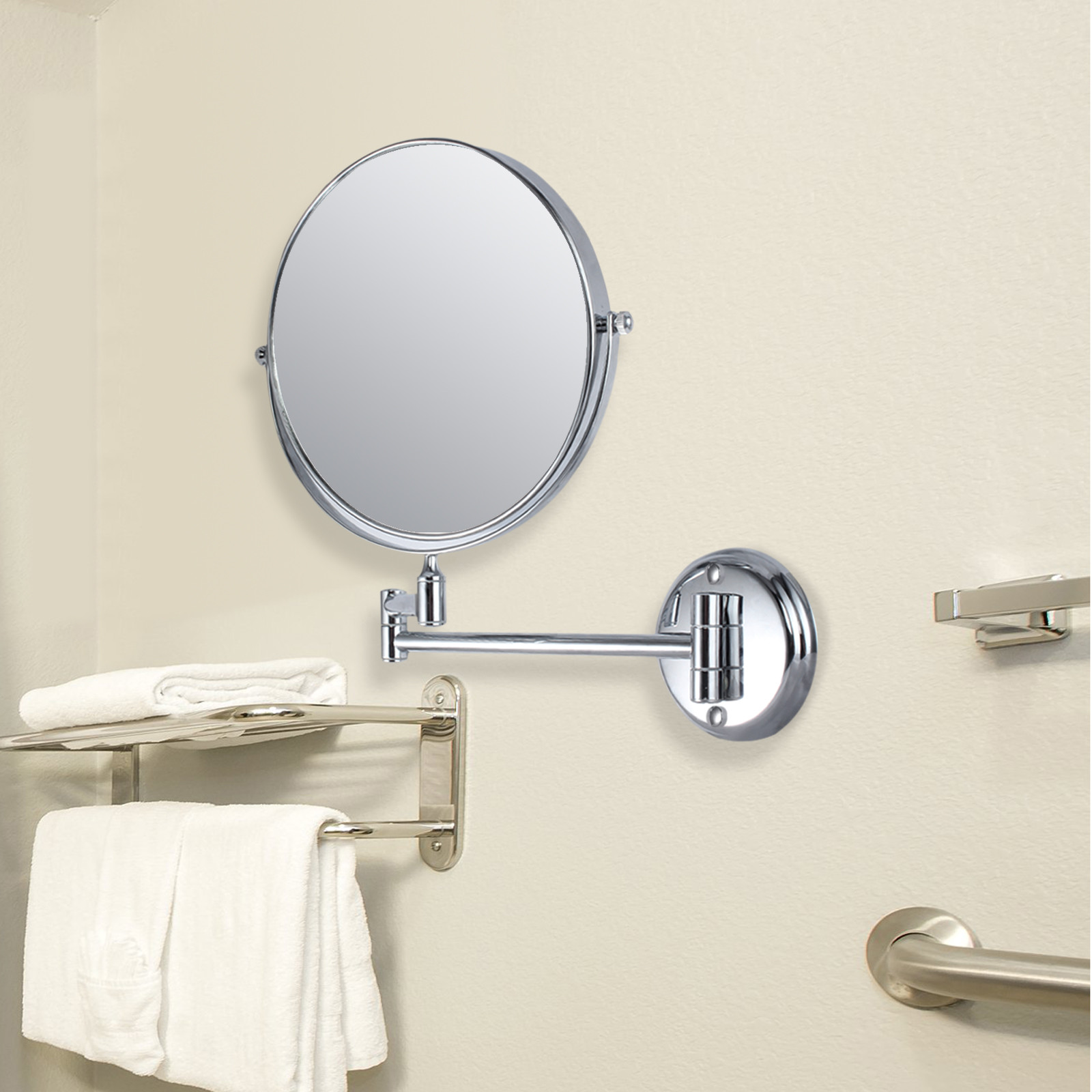 10x Magnification Two Sided Swivel Wall Mount Mirror 8 Polished Picture 1 Of 12