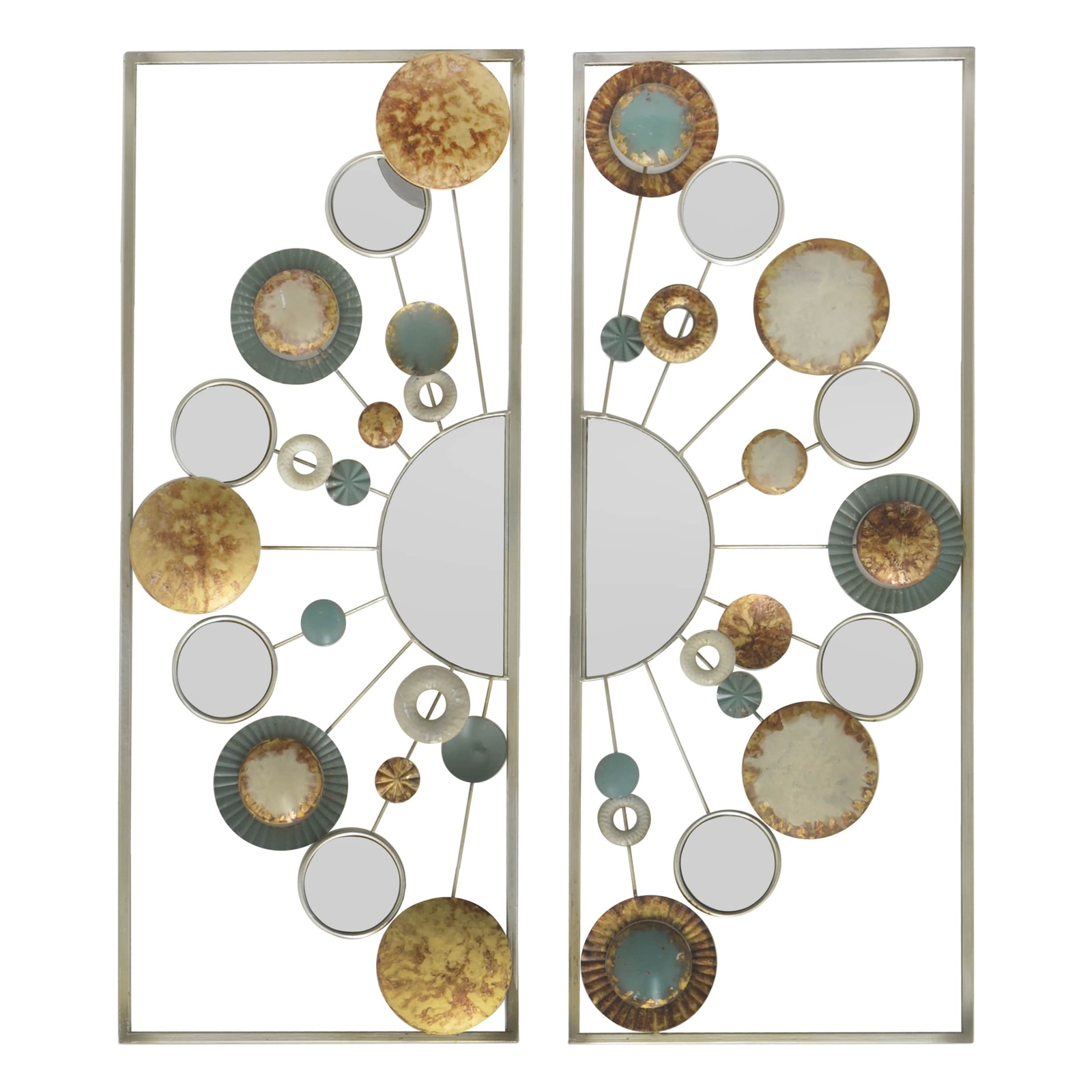 Three Hands 82141 Multi Colored Panel Od Circles Metal Wall Decor Three Hands 82141 Multi Colored Panel Od Circles Metal Wall Decor Set Of 2 Ebay