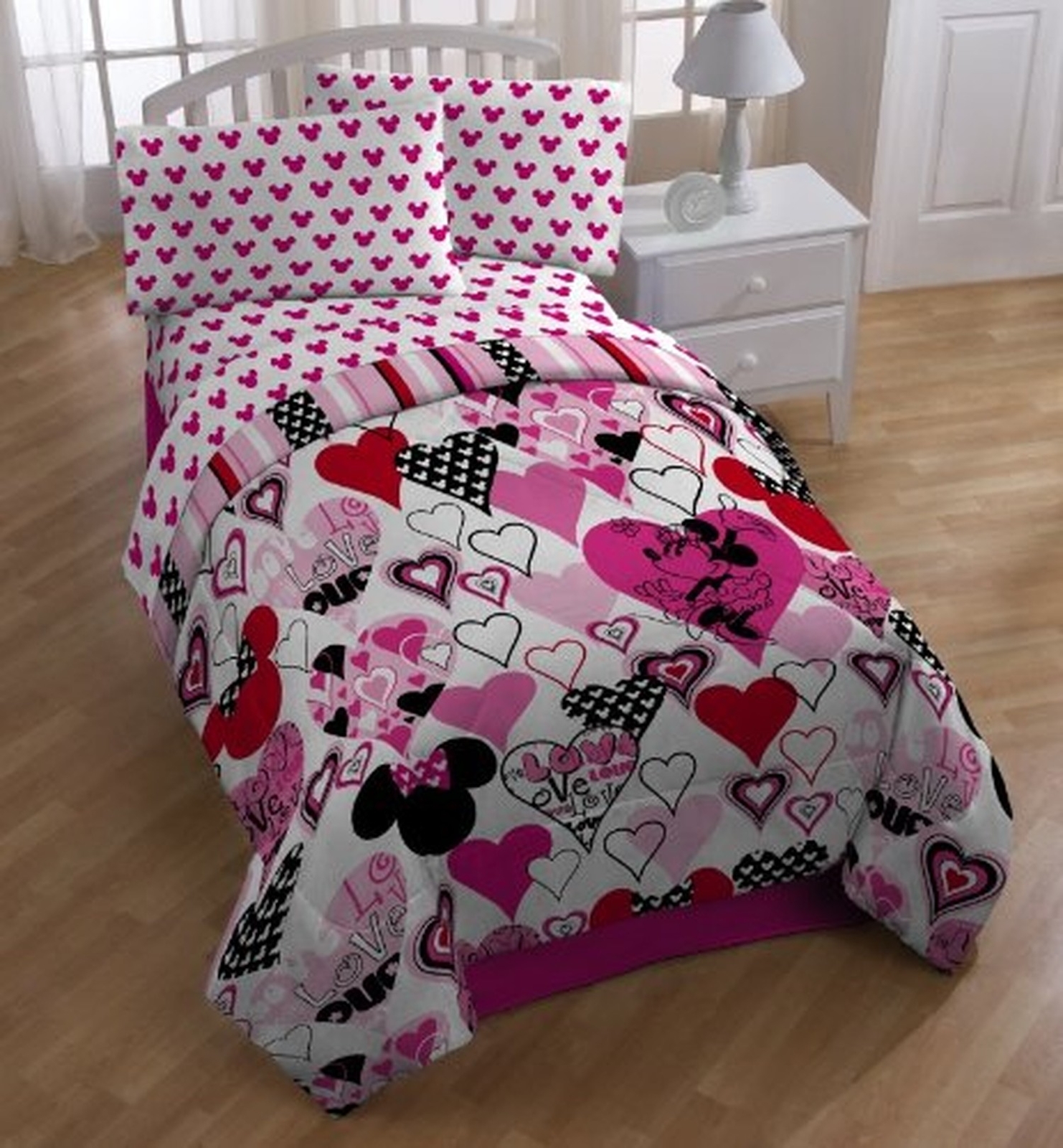 Disney Minnie Mouse Classic Remix Printed Sheet Set Twin Size Girls Picture 1 Of