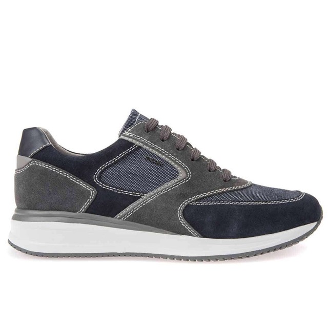 GEOX DENNIE U740GA NAVY STONE scarpe uomo sneakers pelle camoscio tessuto casual GEOX DENNIE U740GA NAVY STONE scarpe uomo sneakers pelle camoscio tessuto casual