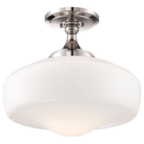 Minka Lavery 2259 613 Schoolhouse Semi Flush Mount In Polished Minka Lavery 2259 613 Schoolhouse Semi Flush Mount In Polished Nickel