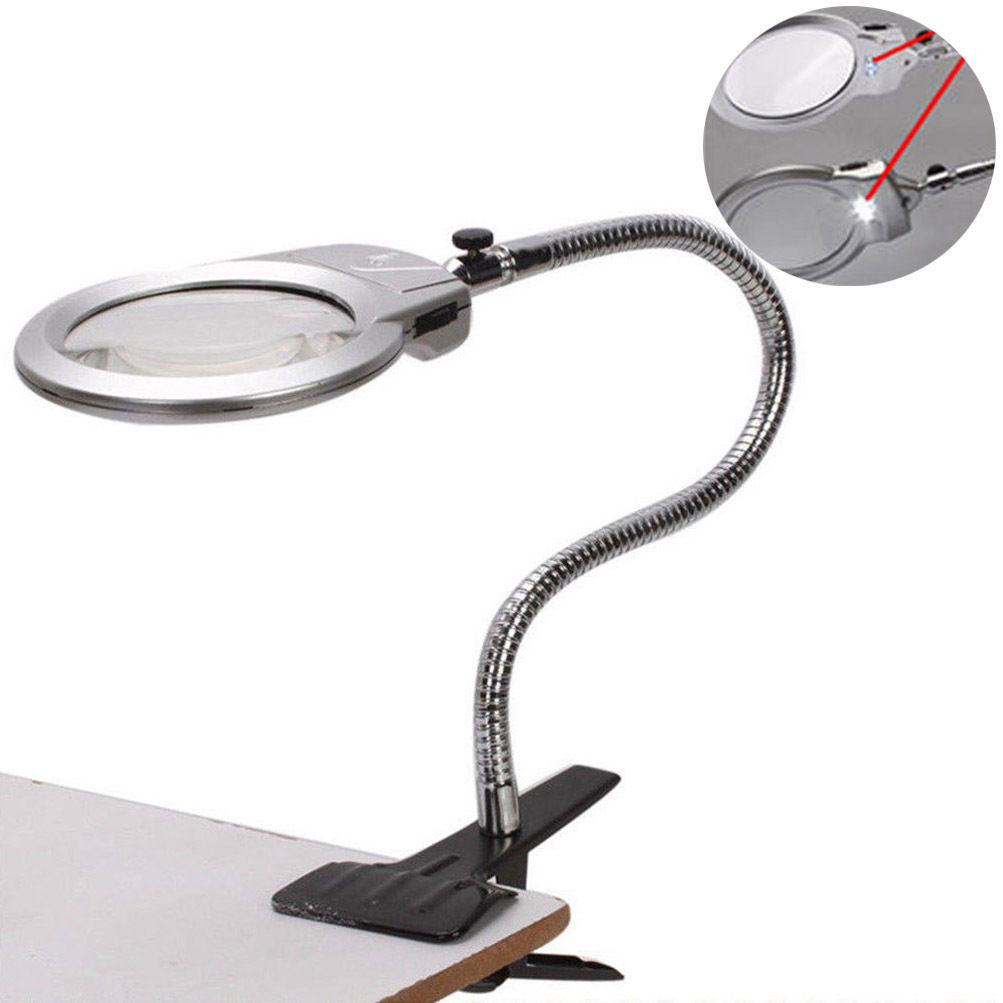 Large Lens Lighted Lamp Top Desk Magnifier Magnifying Glass With Picture 1 Of 11
