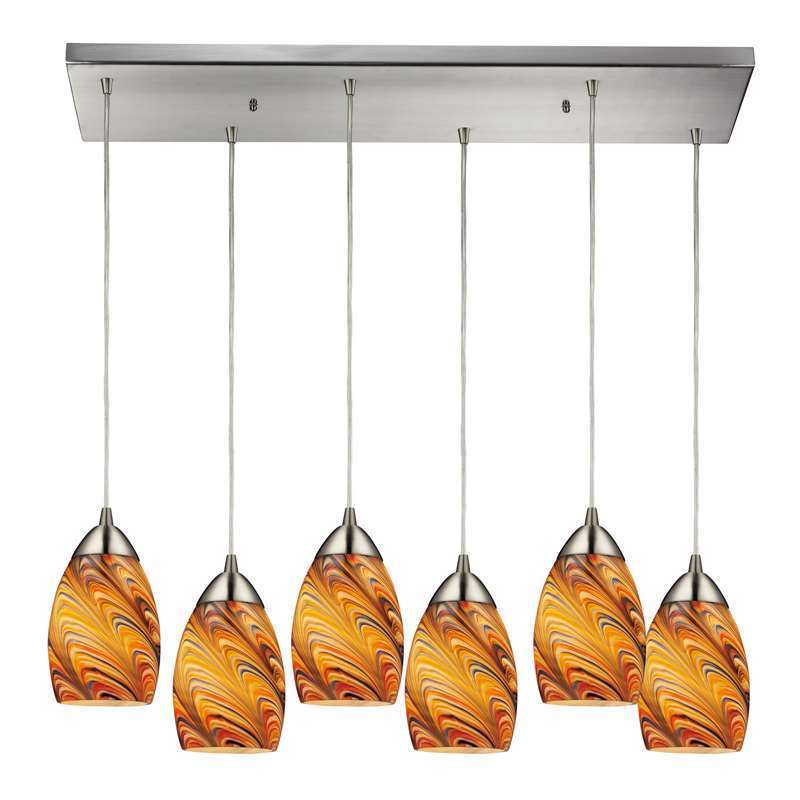 Elk Lighting Mini Vortex 6 Light Pendant In Satin Nickel And Rainbow Picture 1 Of 2