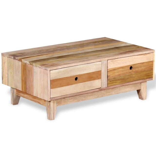 Retro Wooden Coffee Table Solid Reclaimed Wood 2 Drawers Storage Retro Wooden Coffee Table Solid Reclaimed Wood 2 Drawers Storage Unit Handmade
