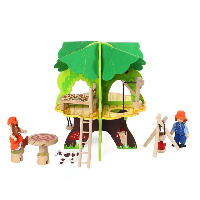 Deluxe Wooden Treehouse Playset Tree House With 2 Dolls Furniture Deluxe Wooden Treehouse Playset Tree House With 2 Dolls Furniture Educational To