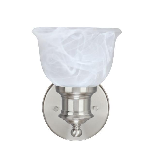 Aspen Creative 62137 1 Light Bathroom Vanity Wall Fixture Aspen Creative 62137 1 Light Bathroom Vanity Wall Fixture Brushed Nickel