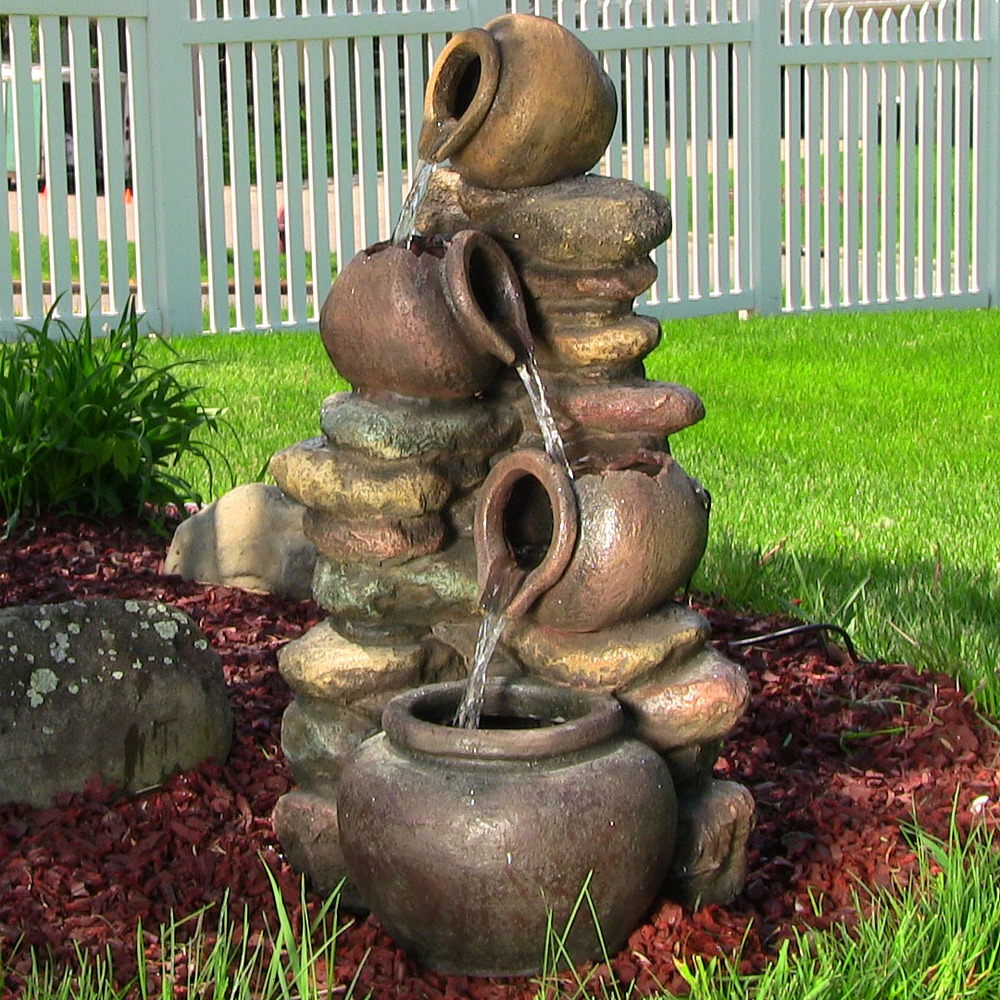 Sunnydaze Honey Pot With Stones Outdoor Fountain Led Lights 25 Picture 1 Of 5