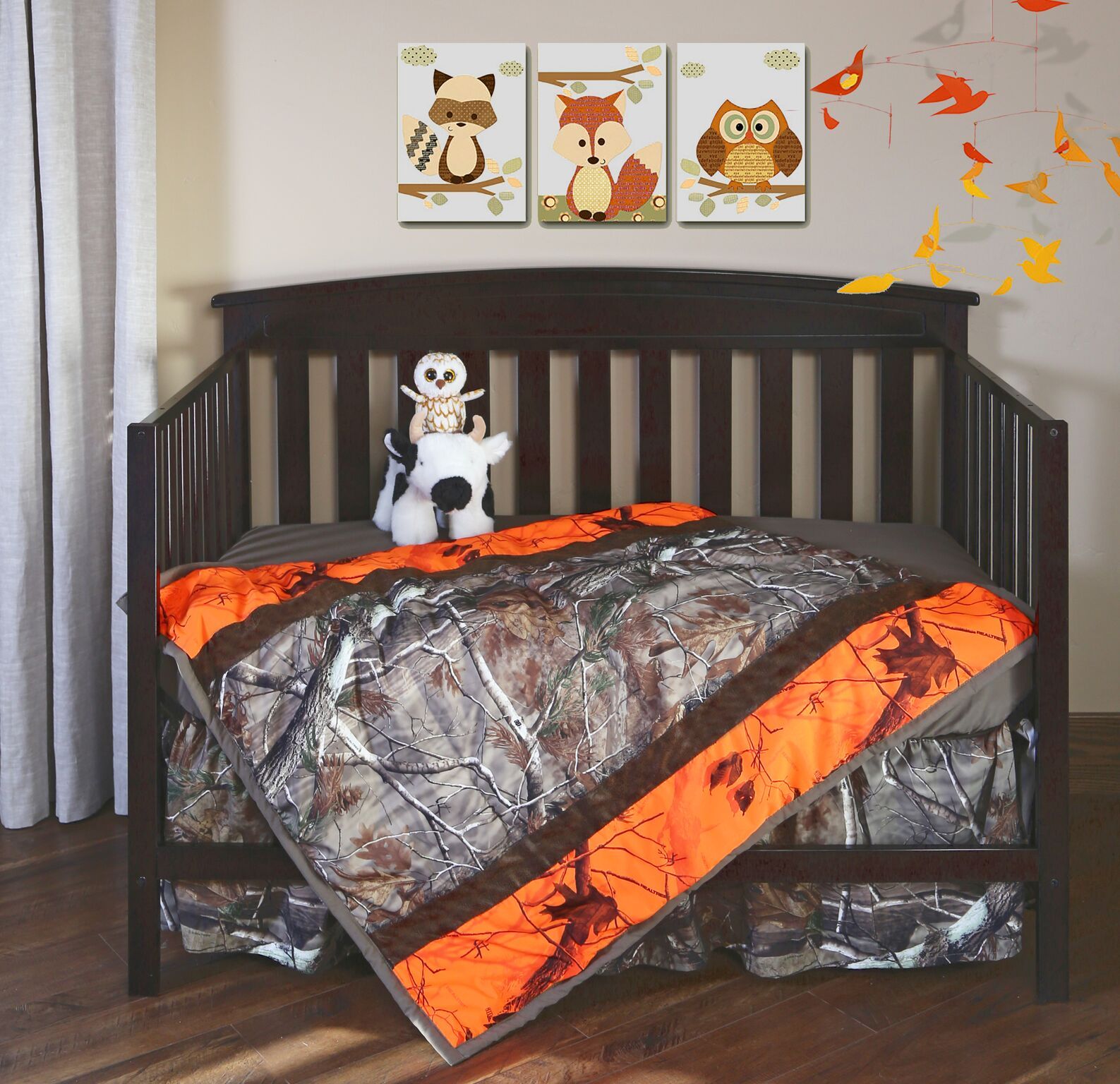 3pc Mossy Oak Break Up Camo Camouflage Baby Crib Set Sheet Skirt Picture 1 Of