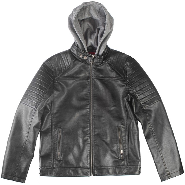 Guess Men Brown Faux Leather Moto Biker Full Zip Jacket Winter Coat Guess Otto Moto Jacket Mens X73l00r9e71 Black Faux Leather Hooded Size M
