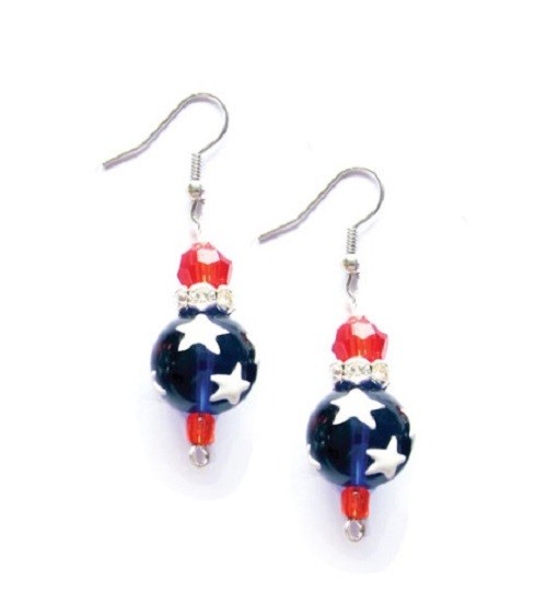 All American Red White Blue Rhinestone Gl Bead Kate Macy Earrings All American Red White Blue Rhinestone Gl Bead Kate Macy Earrings Ebay