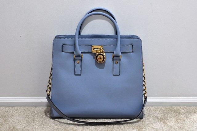 Michael Kors Hamilton Large Tote Pale Blue Leather Hand Bag Satchel Nwt Michael Kors Hamilton Large North South Tote In Pale Blue Msrp 358