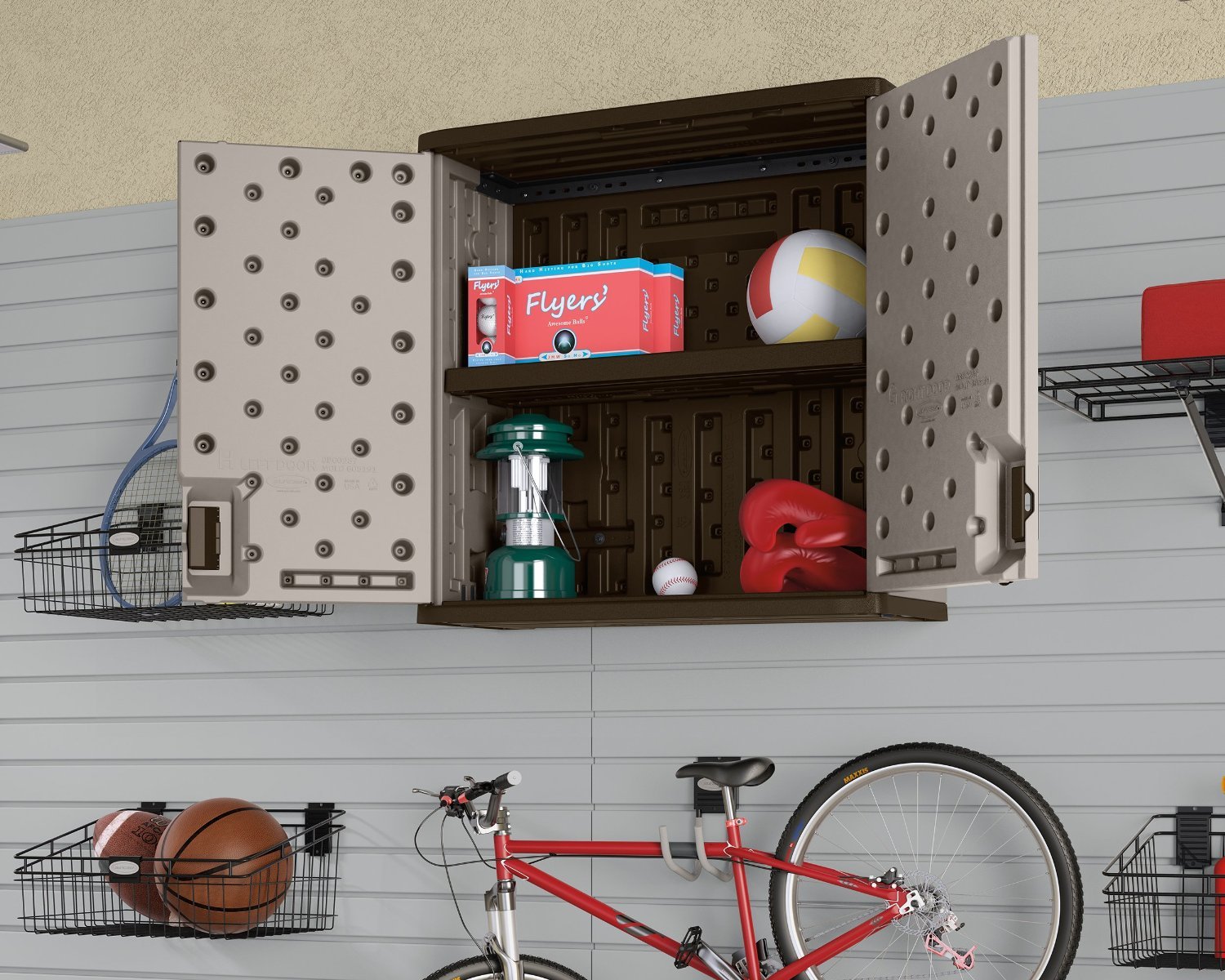 Suncast Wall Storage Cabinet Platinum Garage Kitchen Laundry Pantry Brand New Lowest Price