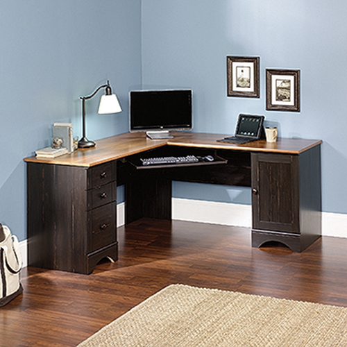 Sauder Harbor View Corner Computer Desk Antiqued Paint
