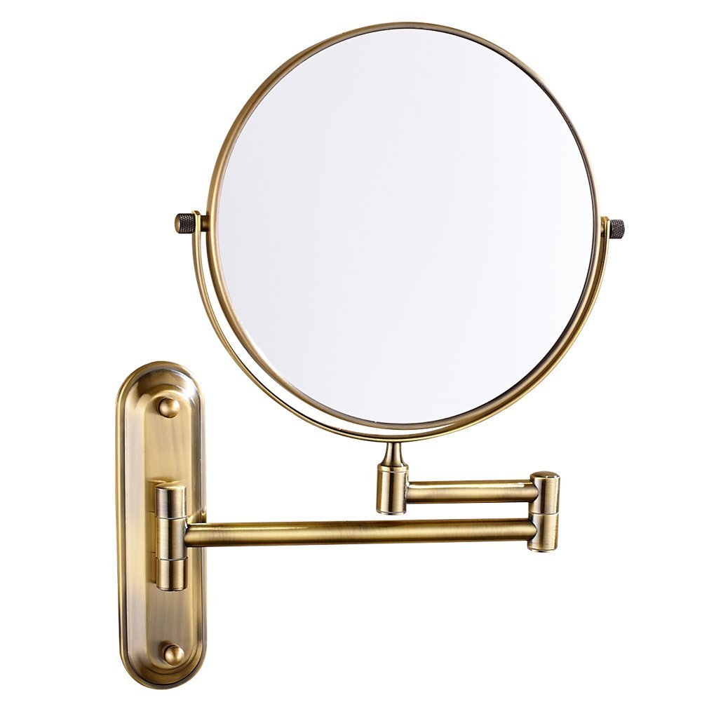 Gurun Two Sided Swivel Wall Mounted 10x Brass Makeup Mirror 3