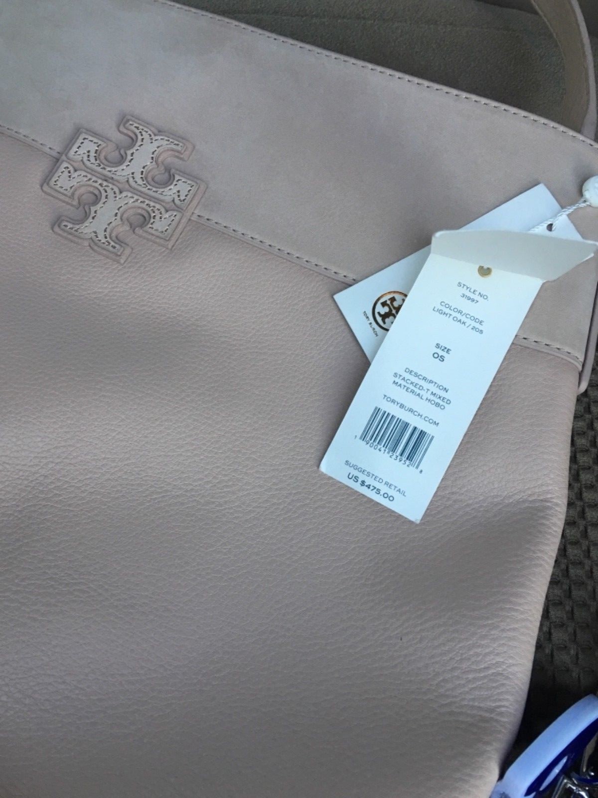 Tory Burch Stacked T Shoulder Handbag Light Oak Pink Leather Suede Tory Burch Stacked T Shoulder Handbag Light Oak Pink Leather Suede Lg