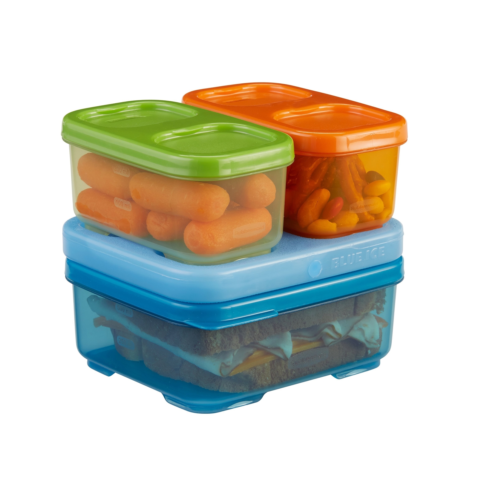 Rubbermaid Lunchblox Kids Tall Lunch Container Kit Blue Orange Green Picture 1 Of 6
