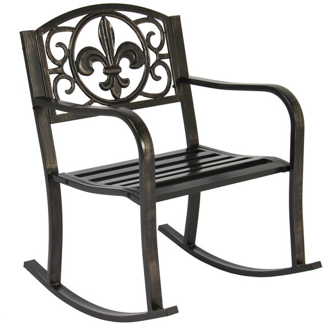 Patio Rocking Chair Metal Outdoor Porch Furniture Rocker Seat Deck Patio Rocking Chair Metal Outdoor Porch Furniture Rocker Seat Deck Garden Glider