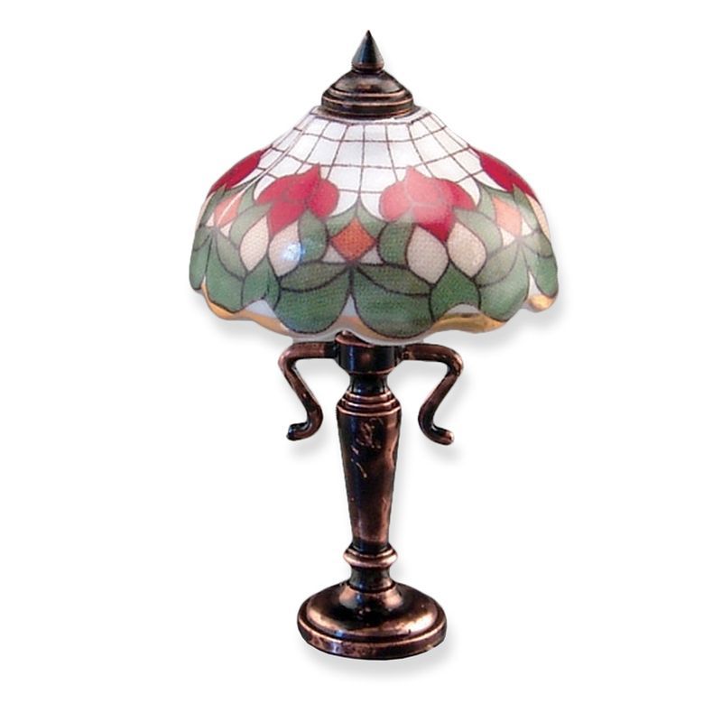 Dollhouse Miniature Non Electric Rose Table Lamp By Reutter Picture 1 Of